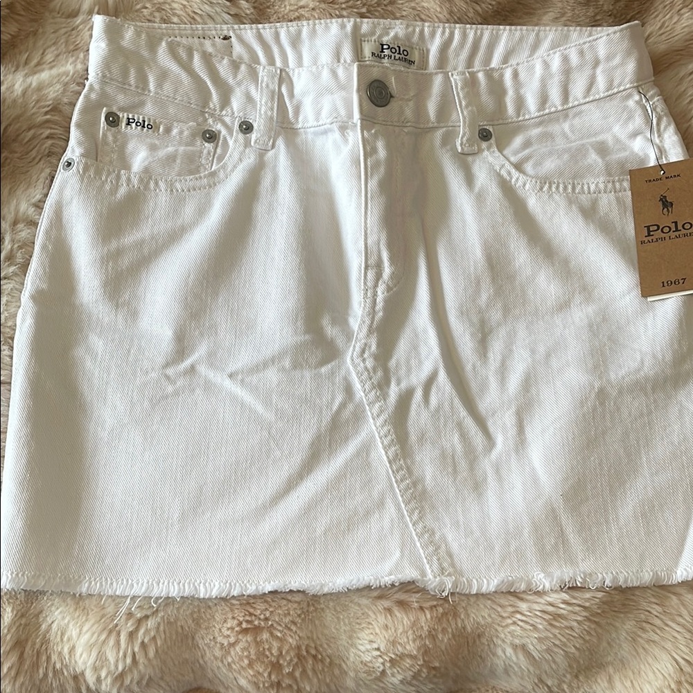 Polo White Denim Mini Skirt
